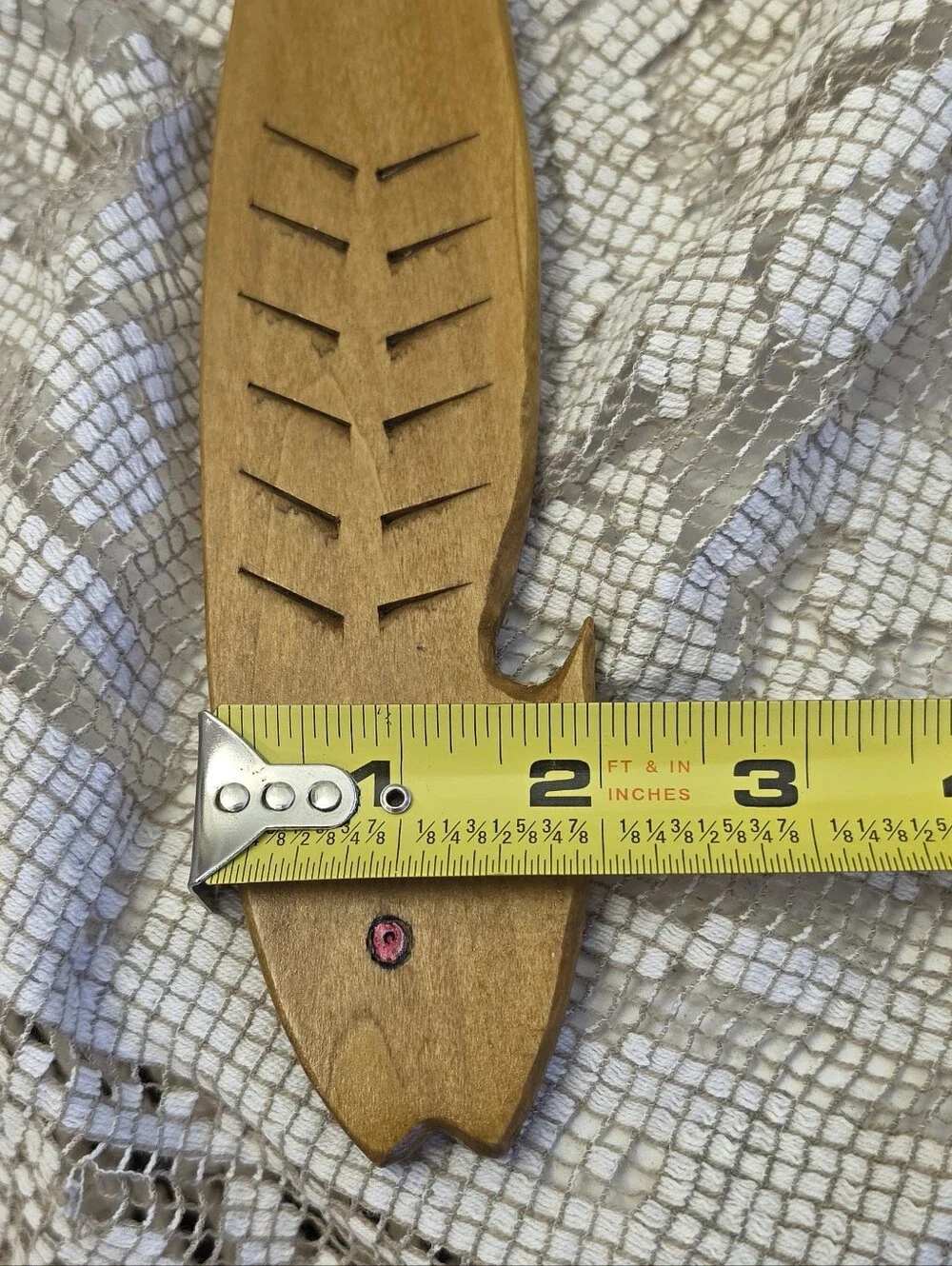 Vintage Wooden Fish Oven Rack Puller Tool Hand Carved MCM Kitchen Utensil 14
